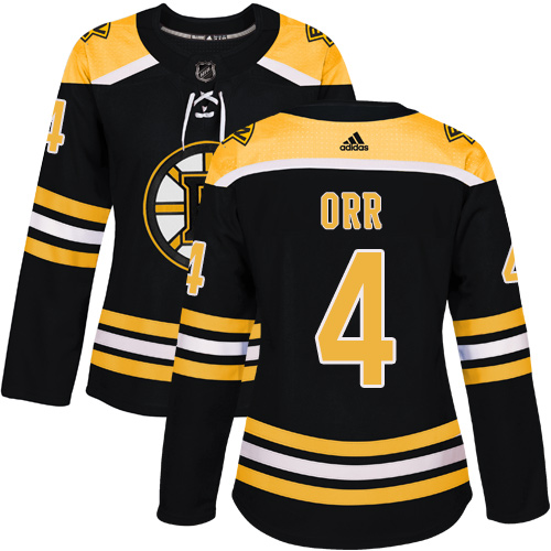 Adidas Boston Bruins 4 Bobby Orr Black Home Authentic Women Stitched NHL Jersey